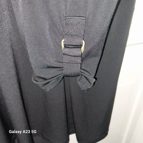 Susan Graver Black Tunic Top With Rolled Tab Sleeves & High-Low Hem 5 X - Picture 3 of 6